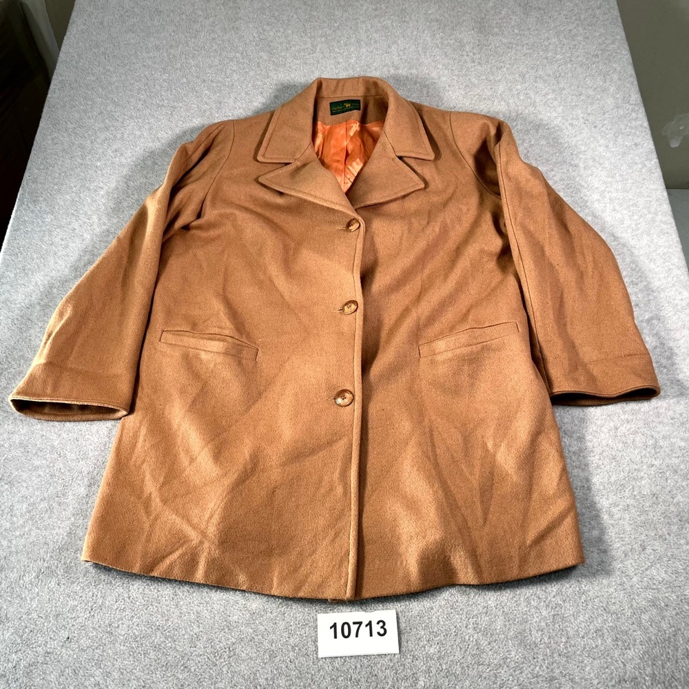 Vintage 90s Hunters Run Coat Womens 8 Brown Wool Camel Front Winter Streetwear